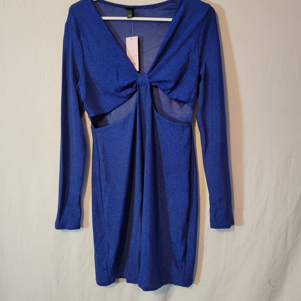 Women's Sizes S &L Long Sleeve Cut Out Lurex Bodycon Dress - Wild Fable NWT